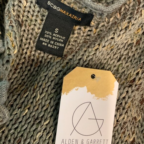 BCBG Max Azria Green Multicolor Long Knit Belted Cardigan, Size S - Picture 9 of 10